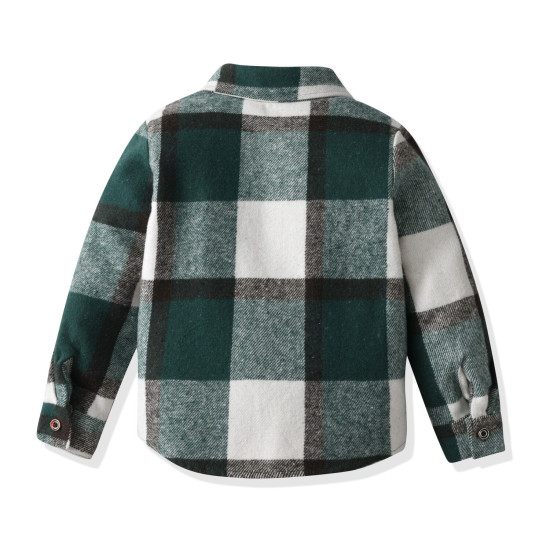 18M-5Y Toddler Boys Suit Sets Long Sleeve Plaid Brushed Shirt & Suspender Pants  Boys Clothing  