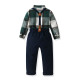 18M-5Y Toddler Boys Suit Sets Long Sleeve Plaid Brushed Shirt & Suspender Pants  Boys Clothing  
