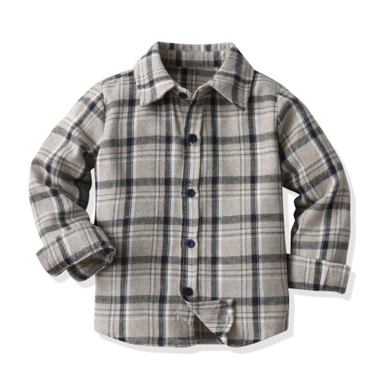 18M-7Y Toddler Boys Suit Sets Long Sleeve Plaid Brushed Shirt & Suspender Pants  Boys Clothing  