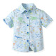 18M-7Y Toddler Boys Shark Print Shirt & Suspender Trousers Gentleman Suit  Boys Clothing  
