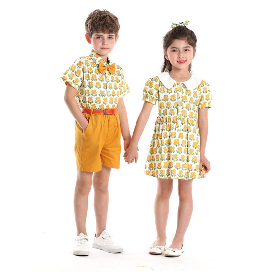9M-6Y Toddler Short Sleeve Printed Shirt Parent-Child Brother-Sister Set  Toddler Boutique Clothing  
