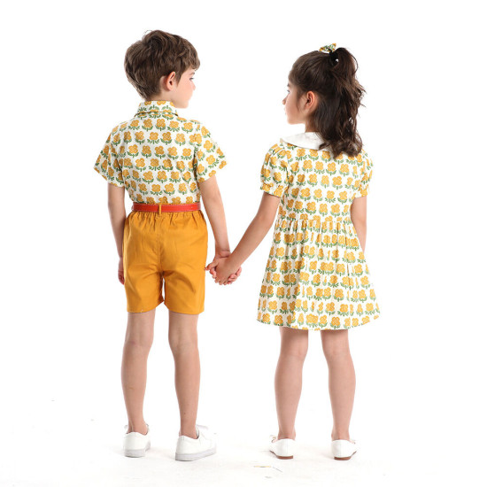 9M-6Y Toddler Short Sleeve Printed Shirt Parent-Child Brother-Sister Set  Toddler Boutique Clothing  