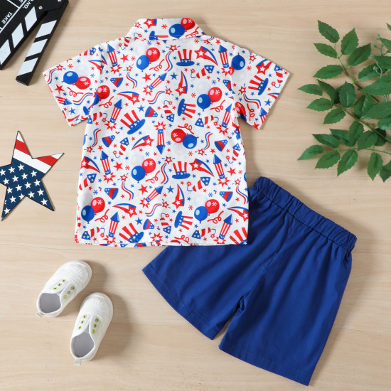 9M-4Y Toddler Boys Sets Independence Day Bow Knot Shirts & Shorts  Boys Clothing  