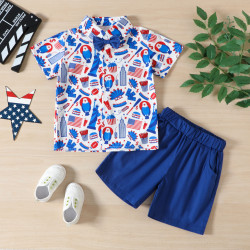 9M-4Y Toddler Boys Sets Independence Day Bow Knot Shirts & Shorts  Boys Clothing  