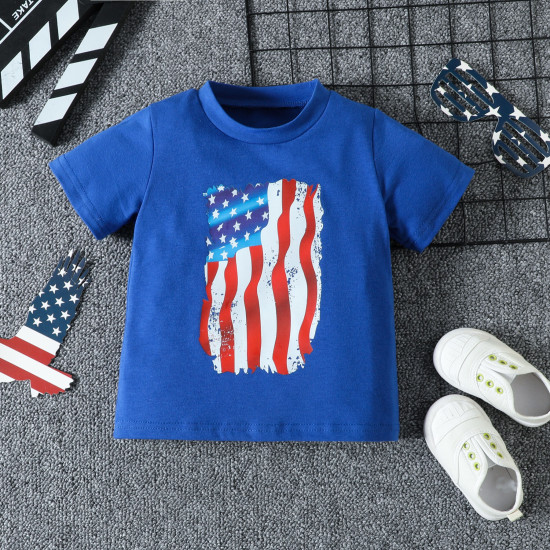 18M-6Y Toddler Independence Day Flag Print T-Shirt  Toddler Boutique Clothing  