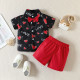 9M-5Y Toddler Boys Heart Print Shirt And Shorts Two-Piece Set  Girls Clothes  