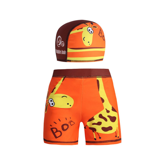 3-9Y Kid Boys Cartoon Animal Diving Swim Shorts And Hats  Clothing Kidswear  