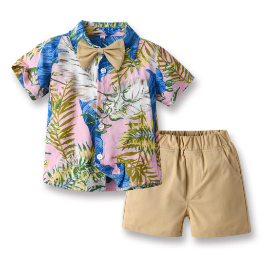 9M-6Y Toddler Boys Sets Tropical Print Shirts & Shorts  Boys Clothes  