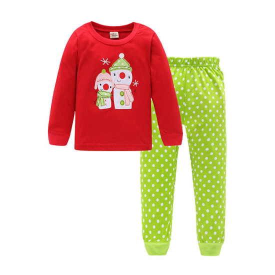 18M-6Y Unisex Autumn Christmas Cartoon Dinosaur Snowman Cotton Long Sleeve Pajamas Sets  Toddler Clothing  