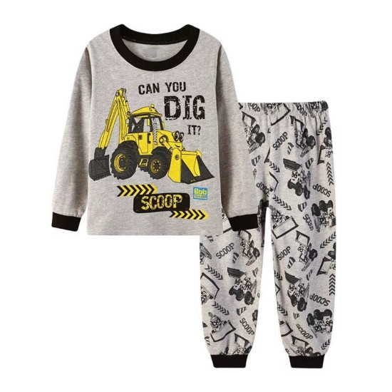 18M-6Y Toddler Boys Nightwear Sets Airplane Digger Pattern Pullover & Pants  Boys Clothing  