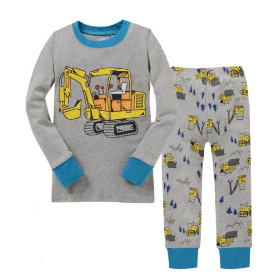 18M-6Y Toddler Boys Nightwear Sets Airplane Digger Pattern Pullover & Pants  Boys Clothing  