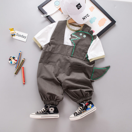 12M-5Y Toddler Boys Sets T-Shirts And Dinosaur Overalls  Boys Clothes  