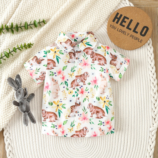 9M-5Y Toddler Boys Easter Printed Shirt Shorts Sets  Boys Clothes  