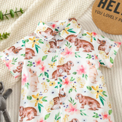 9M-5Y Toddler Boys Easter Printed Shirt Shorts Sets  Boys Clothes  