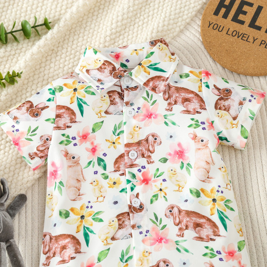 9M-5Y Toddler Boys Easter Printed Shirt Shorts Sets  Boys Clothes  